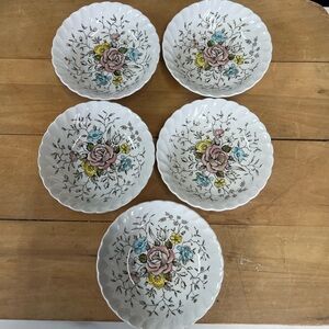Vintage bowls British anchor floral bouquet England berry dessert